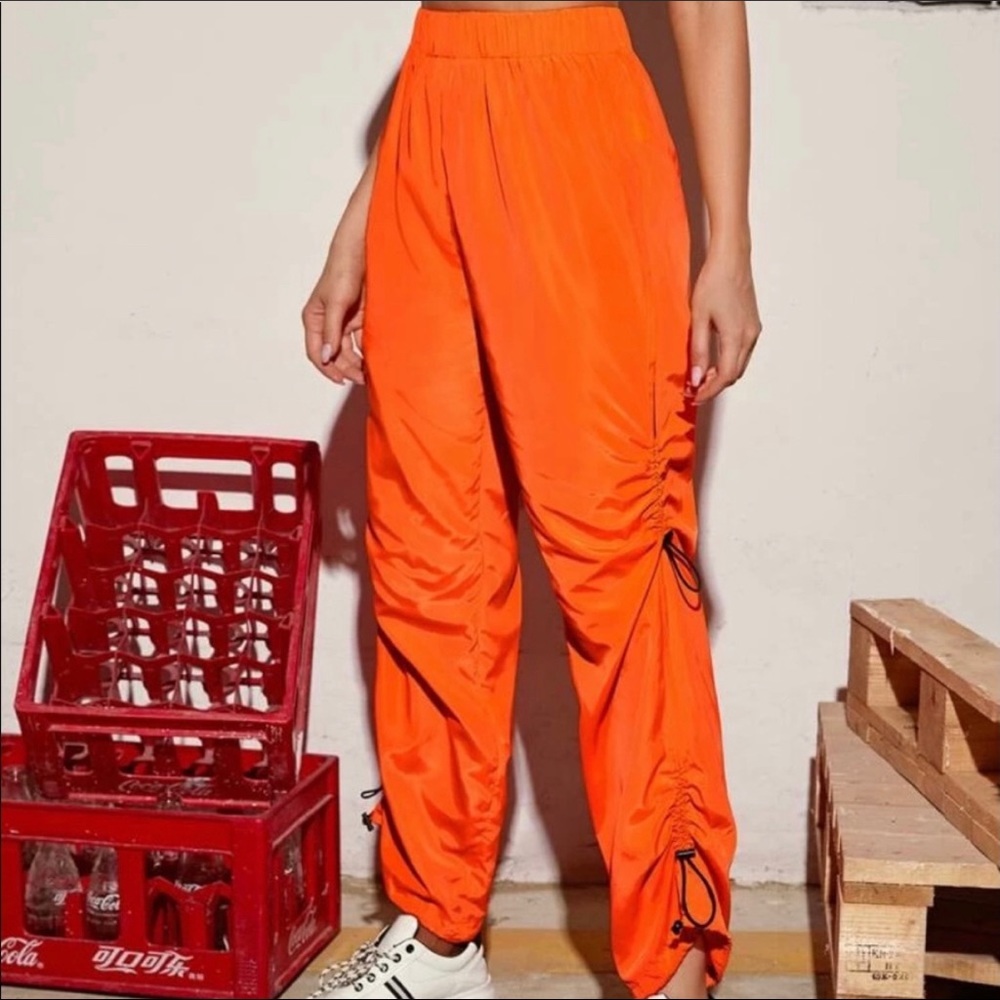 Orange Windbreaker Pants